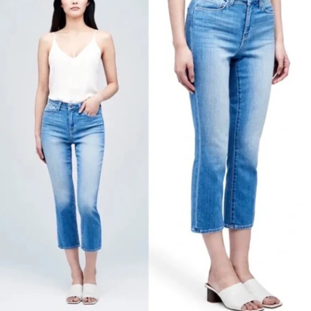 L'Agence Nadia High Rise Cropped Straight Jeans in Rockford Wash Size 26